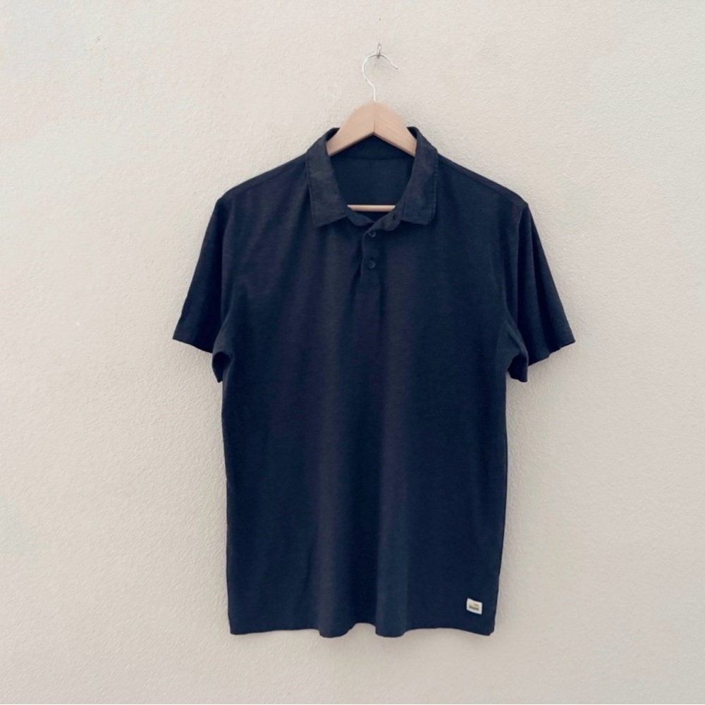 Vuori Strato Tech Polo Shirt Henley Med Black Short Sleeve Classic Casual Golf - Picture 4 of 10